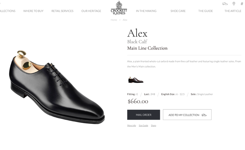 BLACK BALMORAL OXFORD WHOLECUT 348 